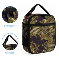 Indonesian Parang Batik Lunch Bag Yellow Floral Pattern