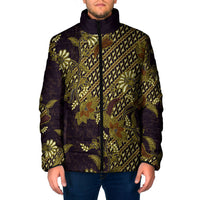 Indonesian Parang Batik Padded Jacket Yellow Floral Pattern