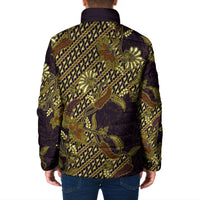 Indonesian Parang Batik Padded Jacket Yellow Floral Pattern