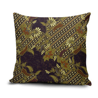Indonesian Parang Batik Pillow Cover Yellow Floral Pattern