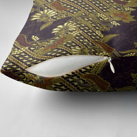 Indonesian Parang Batik Pillow Cover Yellow Floral Pattern