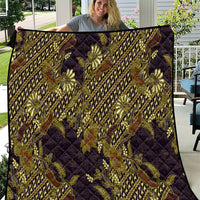 Indonesian Parang Batik Quilt Yellow Floral Pattern