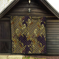 Indonesian Parang Batik Quilt Yellow Floral Pattern