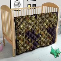 Indonesian Parang Batik Quilt Yellow Floral Pattern