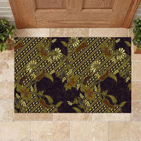 Indonesian Parang Batik Rubber Doormat Yellow Floral Pattern
