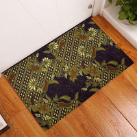 Indonesian Parang Batik Rubber Doormat Yellow Floral Pattern