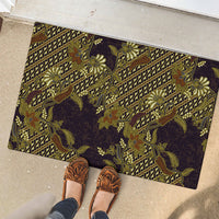Indonesian Parang Batik Rubber Doormat Yellow Floral Pattern