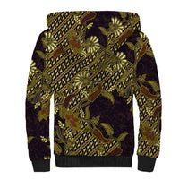 Indonesian Parang Batik Sherpa Hoodie Yellow Floral Pattern