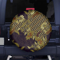 Indonesian Parang Batik Spare Tire Cover Yellow Floral Pattern