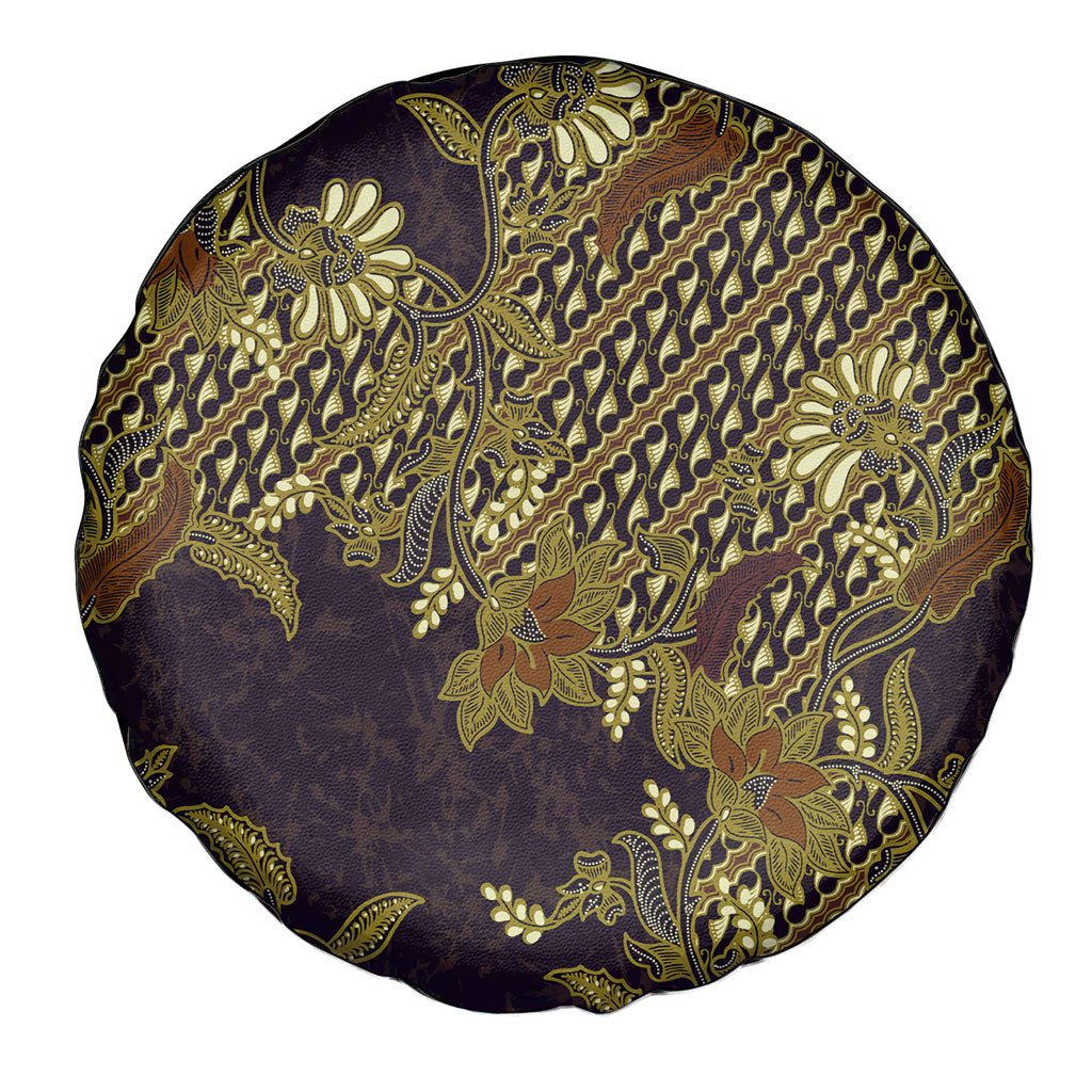 Indonesian Parang Batik Spare Tire Cover Yellow Floral Pattern