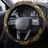 Indonesian Parang Batik Steering Wheel Cover Yellow Floral Pattern