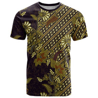 Indonesian Parang Batik T Shirt Yellow Floral Pattern