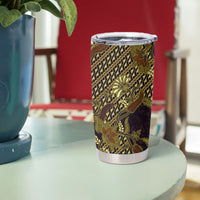Indonesian Parang Batik Tumbler Cup Yellow Floral Pattern
