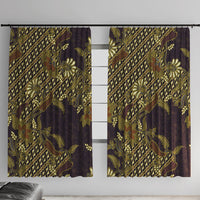 Indonesian Parang Batik Window Curtain Yellow Floral Pattern