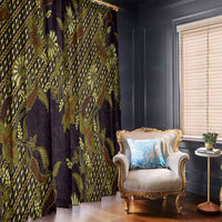 Indonesian Parang Batik Window Curtain Yellow Floral Pattern