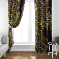 Indonesian Parang Batik Window Curtain Yellow Floral Pattern