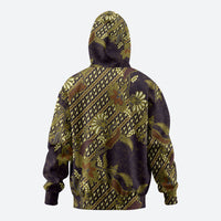 Indonesian Parang Batik Zip Hoodie Yellow Floral Pattern