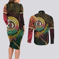 Vanuatu Espiritu Santo Island Couples Matching Long Sleeve Bodycon Dress and Long Sleeve Button Shirt Beach Landscape