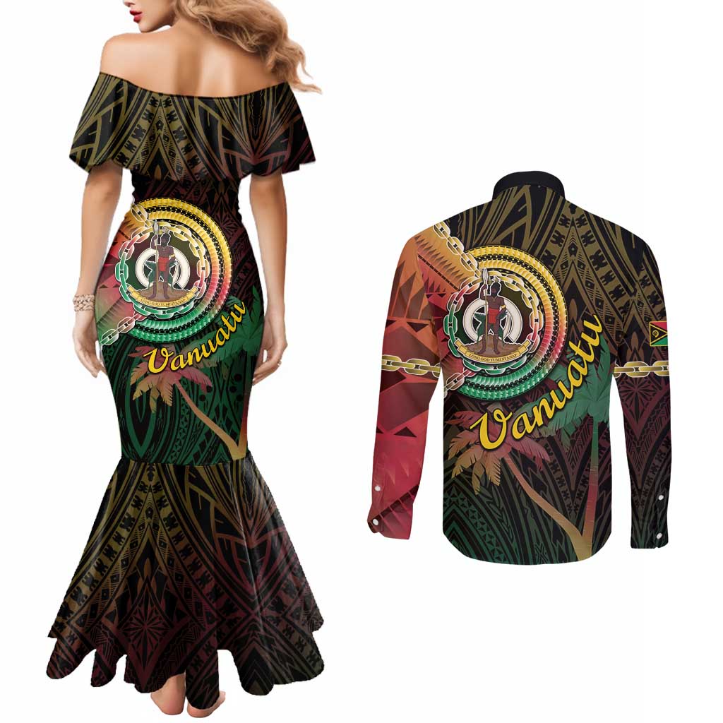 Vanuatu Espiritu Santo Island Couples Matching Mermaid Dress and Long Sleeve Button Shirt Beach Landscape
