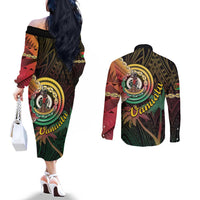 Vanuatu Espiritu Santo Island Couples Matching Off The Shoulder Long Sleeve Dress and Long Sleeve Button Shirt Beach Landscape