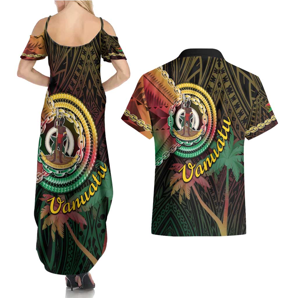 Vanuatu Espiritu Santo Island Couples Matching Summer Maxi Dress and Hawaiian Shirt Beach Landscape