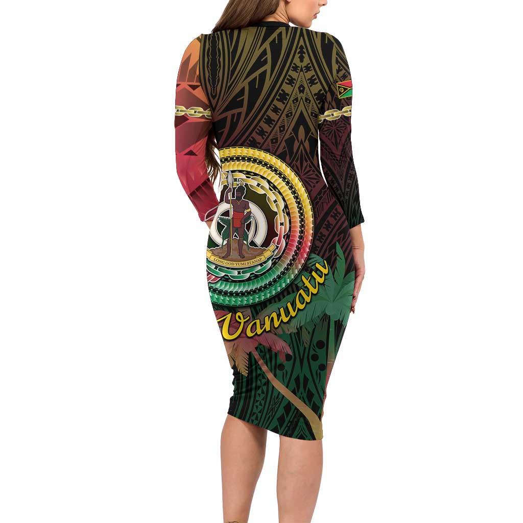 Vanuatu Espiritu Santo Island Family Matching Long Sleeve Bodycon Dress and Hawaiian Shirt Beach Landscape