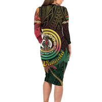 Vanuatu Espiritu Santo Island Family Matching Long Sleeve Bodycon Dress and Hawaiian Shirt Beach Landscape