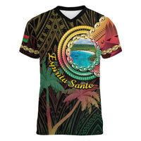 Vanuatu Espiritu Santo Island Women V-Neck T-Shirt Beach Landscape