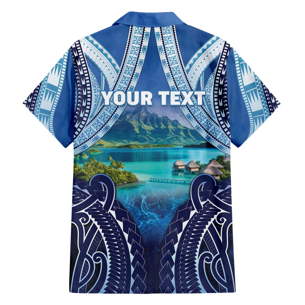 Personalised French Polynesia Bora Bora Family Matching Long Sleeve Bodycon Dress and Hawaiian Shirt Beach Landscape Polynesian Style