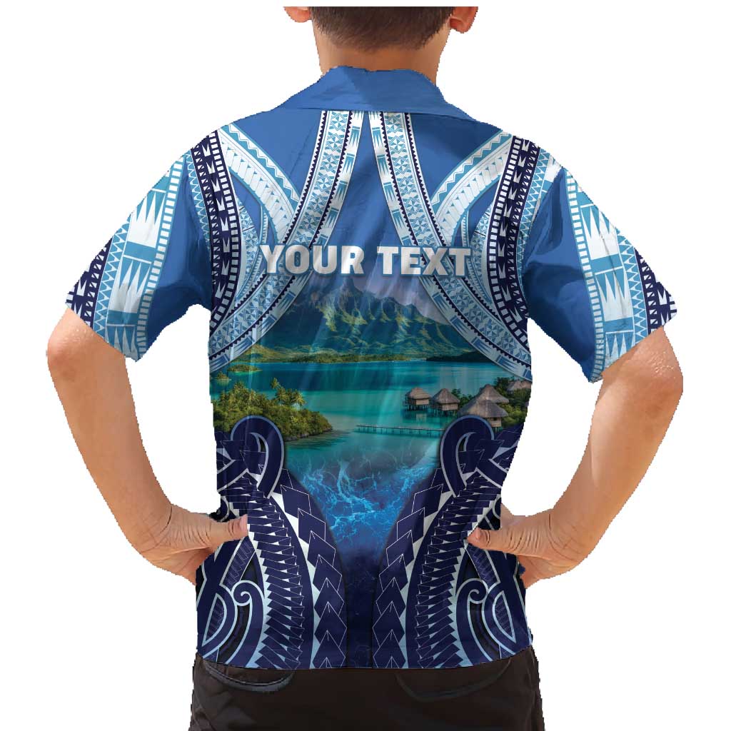 Personalised French Polynesia Bora Bora Family Matching Mermaid Dress and Hawaiian Shirt Beach Landscape Polynesian Style