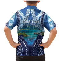 Personalised French Polynesia Bora Bora Family Matching Mermaid Dress and Hawaiian Shirt Beach Landscape Polynesian Style