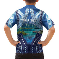 Personalised French Polynesia Bora Bora Family Matching Short Sleeve Bodycon Dress and Hawaiian Shirt Beach Landscape Polynesian Style
