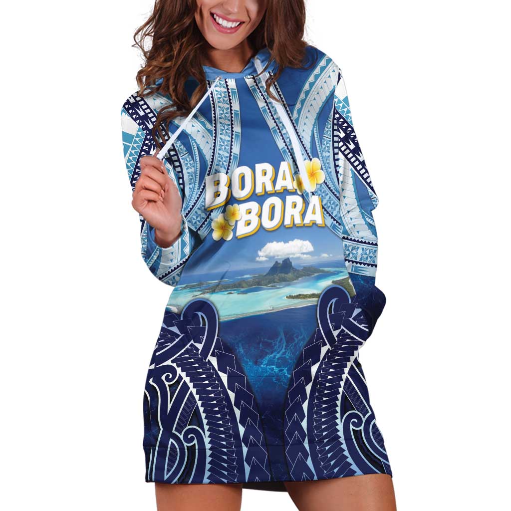 Personalised French Polynesia Bora Bora Hoodie Dress Beach Landscape Polynesian Style