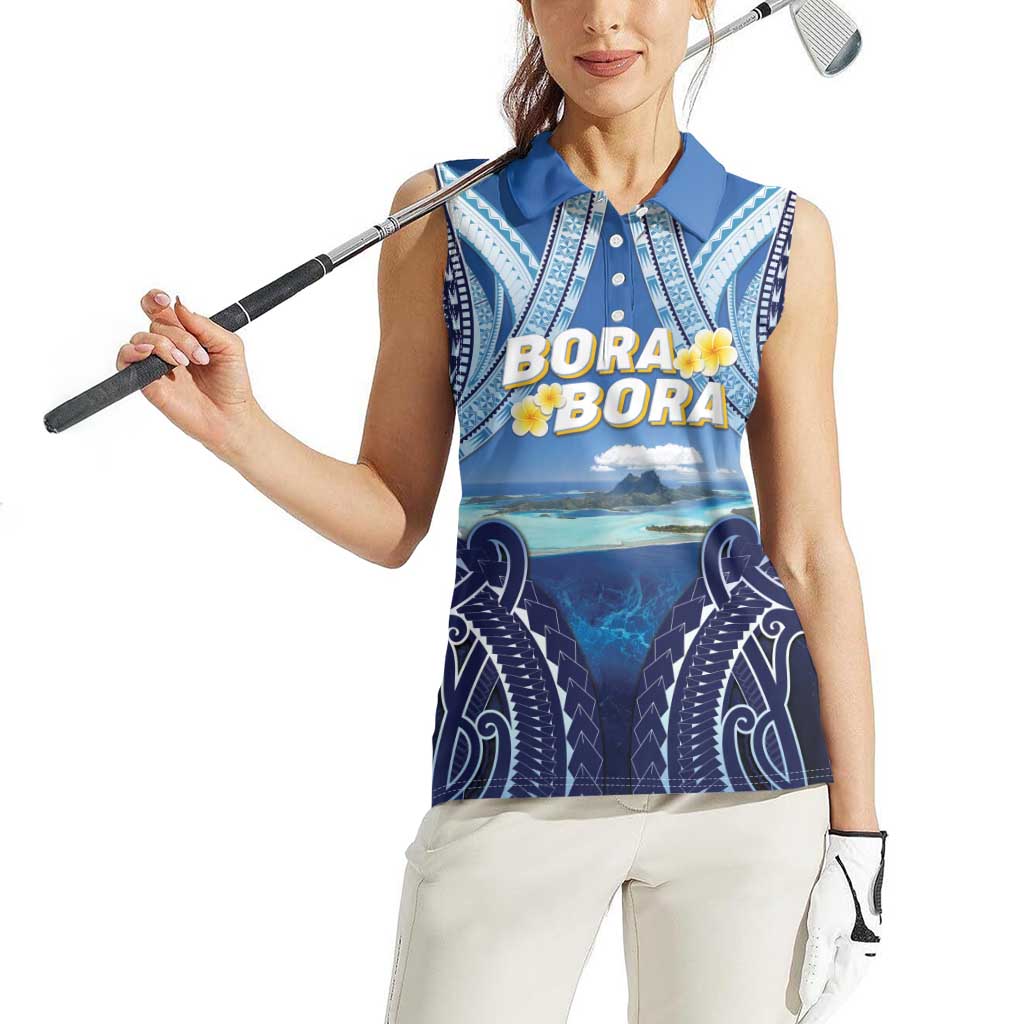 Personalised French Polynesia Bora Bora Women Sleeveless Polo Shirt Beach Landscape Polynesian Style