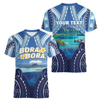 Personalised French Polynesia Bora Bora Women V-Neck T-Shirt Beach Landscape Polynesian Style