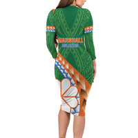Personalised Marshall Islands Kwajalein Atoll Long Sleeve Bodycon Dress Polynesian Tribal Tattoo