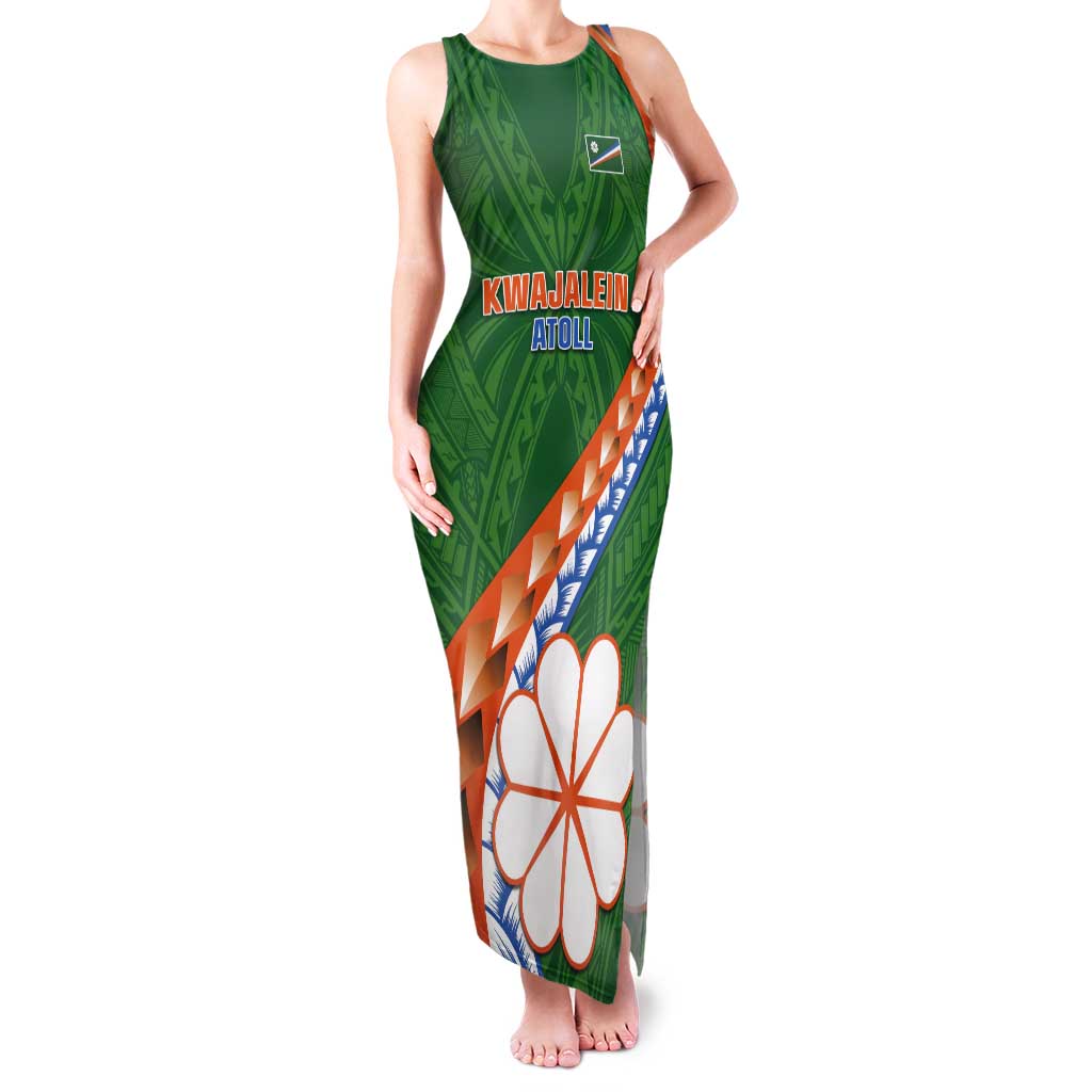 Personalised Marshall Islands Kwajalein Atoll Tank Maxi Dress Polynesian Tribal Tattoo LT05 Women Green - Polynesian Pride