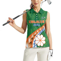 Personalised Marshall Islands Kwajalein Atoll Women Sleeveless Polo Shirt Polynesian Tribal Tattoo