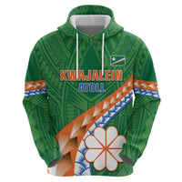 Personalised Marshall Islands Kwajalein Atoll Zip Hoodie Polynesian Tribal Tattoo