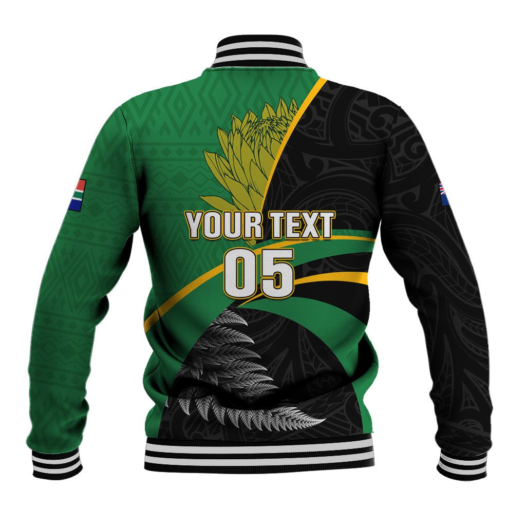 Custom New Zealand And South Africa Rugby Baseball Jacket 2023 Springboks Combine All Black Silver Fern LT05 - Polynesian Pride