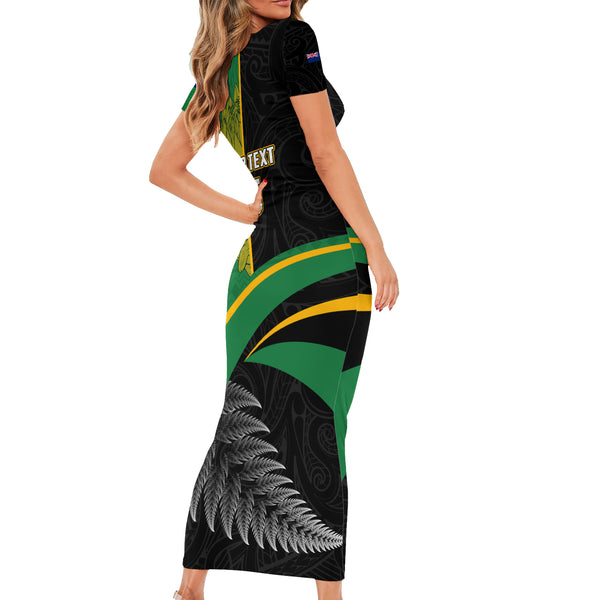 New Zealand Rugby Off Shoulder Short Dress Silver Fern All Black Mix Ta Moko White Style LT9