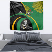 New Zealand And South Africa Rugby Tapestry 2023 Springboks Combine All Black Silver Fern LT05 - Polynesian Pride