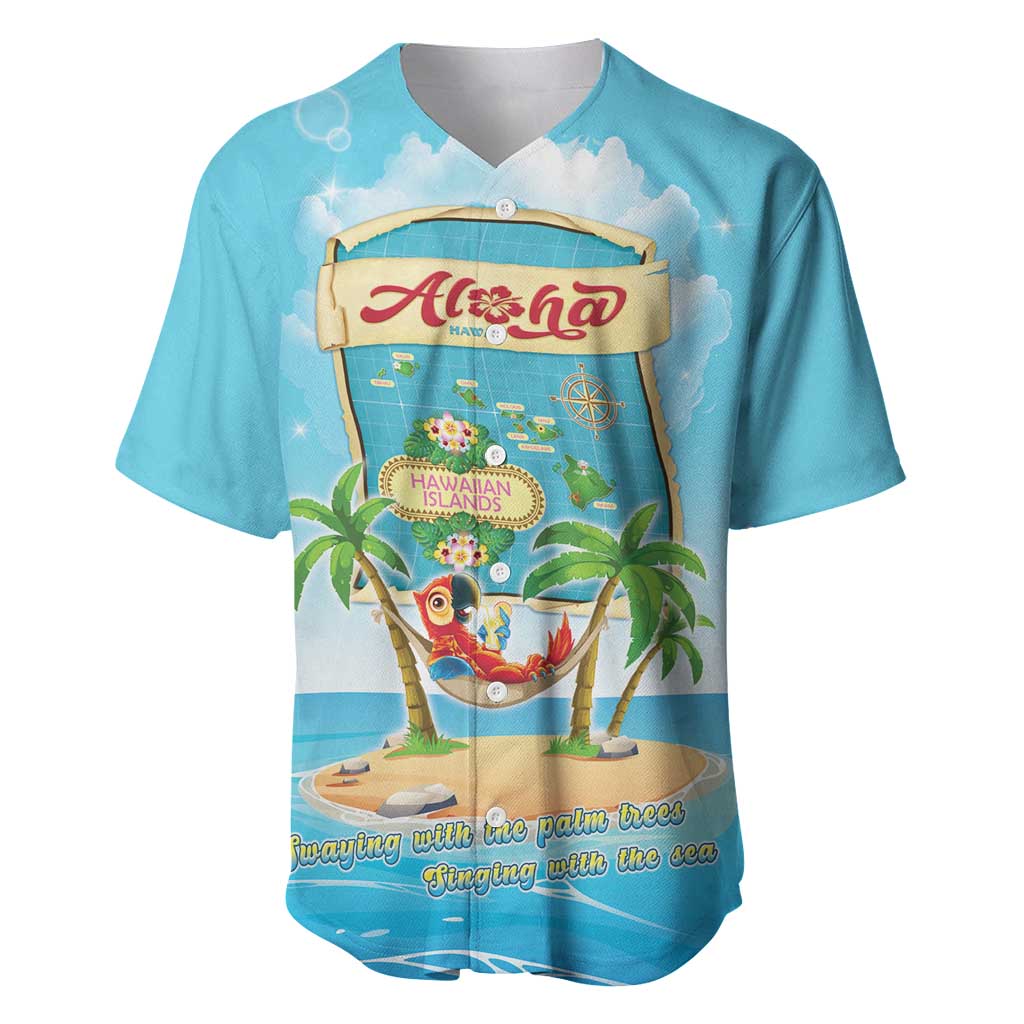 Aloha Hawaii Baseball Jersey Funny Macaw Parrot Tropical Vibe LT05 Blue - Polynesian Pride