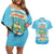 Aloha Hawaii Couples Matching Off Shoulder Short Dress and Hawaiian Shirt Funny Macaw Parrot Tropical Vibe