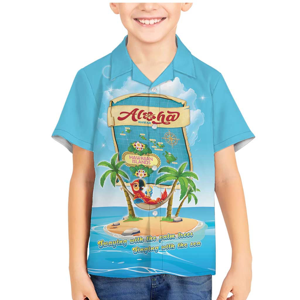 Aloha Hawaii Family Matching Mermaid Dress and Hawaiian Shirt Funny Macaw Parrot Tropical Vibe