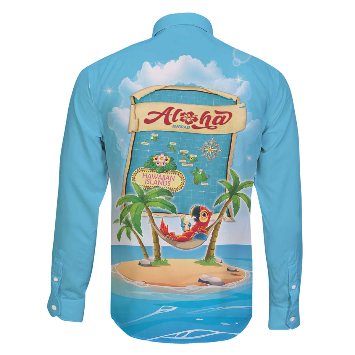 Aloha Hawaii Family Matching Off The Shoulder Long Sleeve Dress and Hawaiian Shirt Funny Macaw Parrot Tropical Vibe LT05 - Polynesian Pride