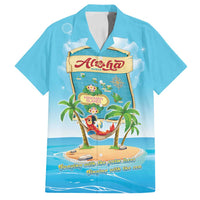 Aloha Hawaii Family Matching Off Shoulder Short Dress and Hawaiian Shirt Funny Macaw Parrot Tropical Vibe