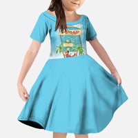Aloha Hawaii Family Matching Tank Maxi Dress and Hawaiian Shirt Funny Macaw Parrot Tropical Vibe LT05 Daughter's Dress Blue - Polynesian Pride