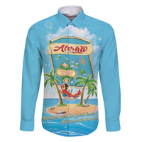 Aloha Hawaii Family Matching Tank Maxi Dress and Hawaiian Shirt Funny Macaw Parrot Tropical Vibe LT05 Dad's Shirt - Long Sleeve Blue - Polynesian Pride
