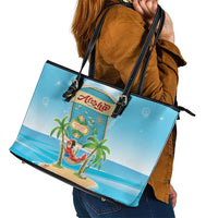 Aloha Hawaii Leather Tote Bag Funny Macaw Parrot Tropical Vibe